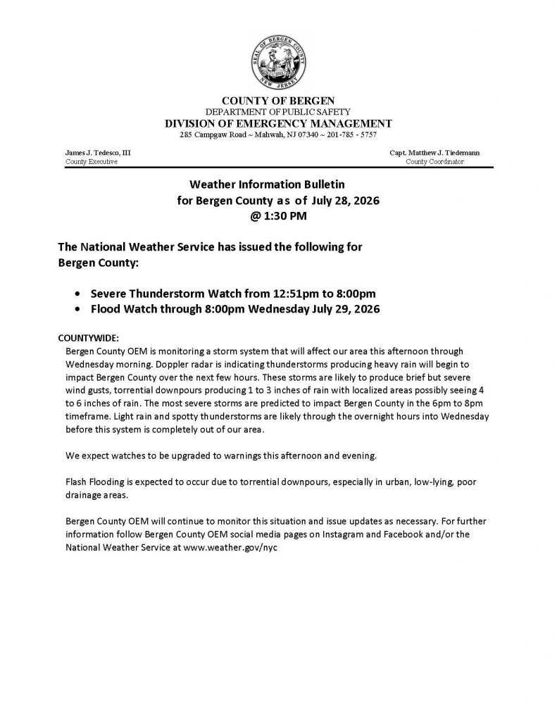 BCOEM Weather Bulletin - 07-28-26